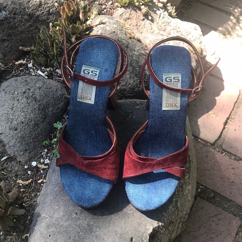 Red suede, Jean platform heels